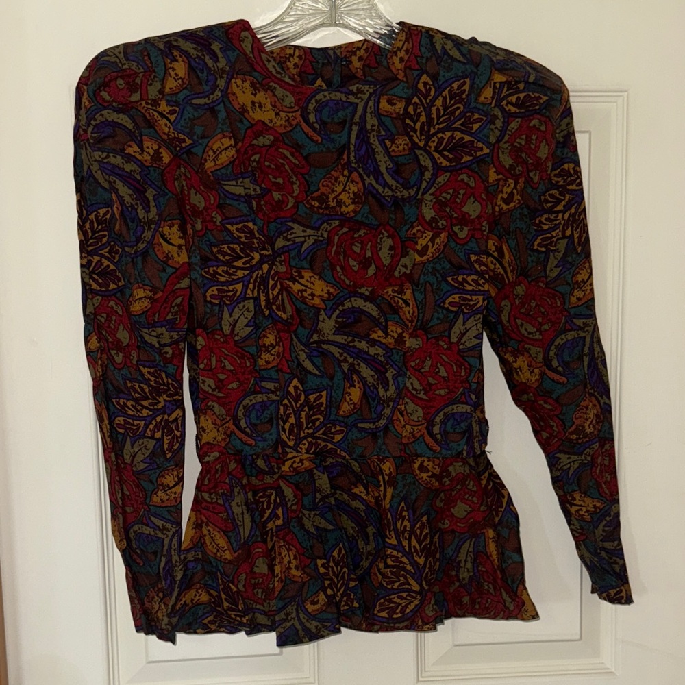 Elegant 80s Multicolor floral two piece dress